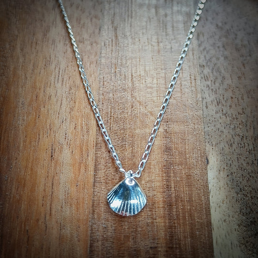 Tiny Silver Cockle necklace (16"/40cm chain)